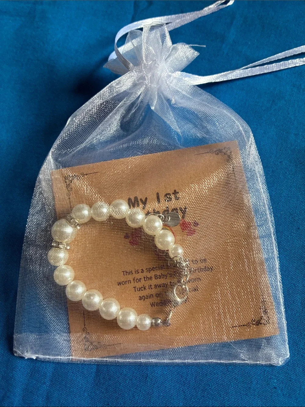 Baby Faux Pearl Bracelet with Silver Accents